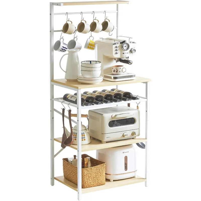 Kitchen Baker's Rack, Microwave Oven Stand with Storage Shelves, Wine Holders, S-Hooks, Adjustable, Metal Frame
Kitchen Baker's Rack, Microwave Oven Stand with Storage Shelves, Wine Holders, S-Hooks, Adjustable, Metal Frame