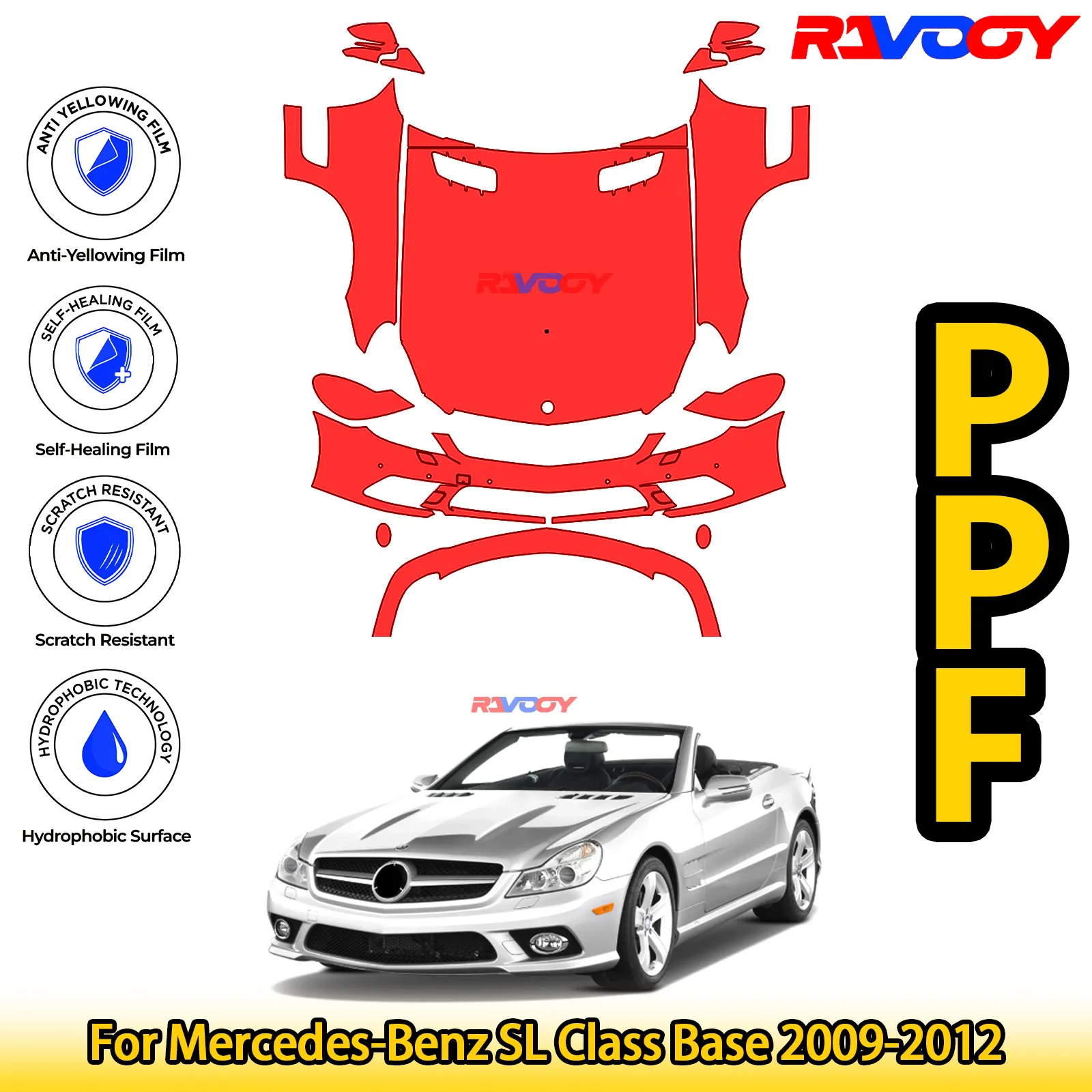 Для Mercedes-Benz SL Class Base 2009-2012 глянцевая матовая черная предварительно вырезанная передняя защитная пленка PPF Kit
Для Mercedes-Benz SL Class Base 2009-2012 глянцевая матовая черная предварительно вырезанная передняя защитная пленка PPF Kit