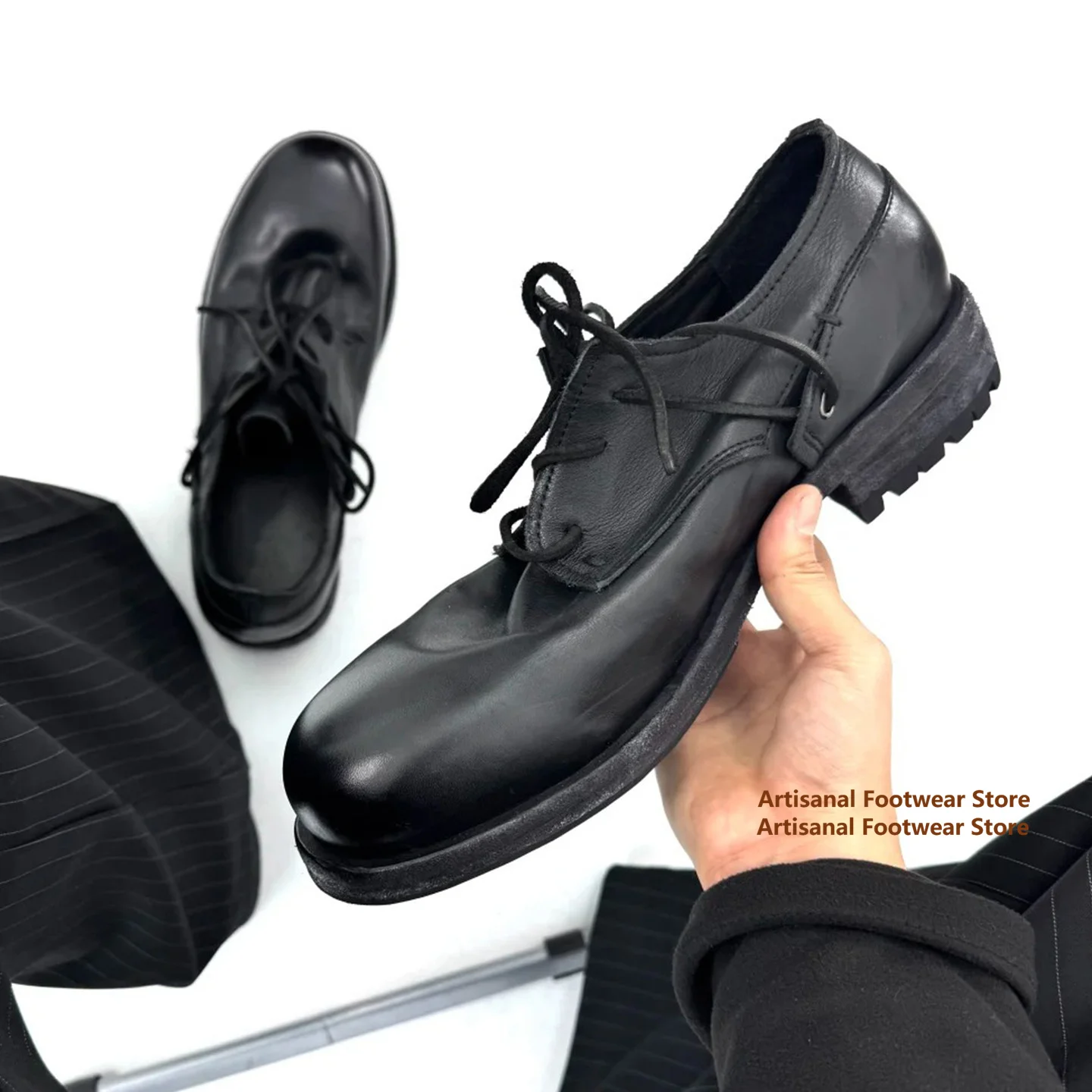 Black Soft Leather Chunky Sole Derby Shoes Thick-Soled Lace-Up Oxford Shoes Trendy Handmade Luxury Height Increasing Men's Shoes
Black Soft Leather Chunky Sole Derby Shoes Thick-Soled Lace-Up Oxford Shoes Trendy Handmade Luxury Height Increasing Men's Shoes