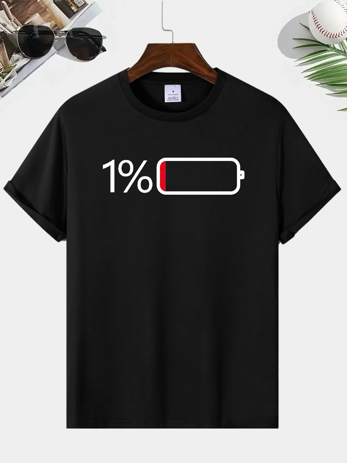 Battery Only 1% Printed T-shirt Men's Summer 100% Cotton Fun Street Fashion Loose Breathable Round Neck Short Sleeve Top
Battery Only 1% Printed T-shirt Men's Summer 100% Cotton Fun Street Fashion Loose Breathable Round Neck Short Sleeve Top