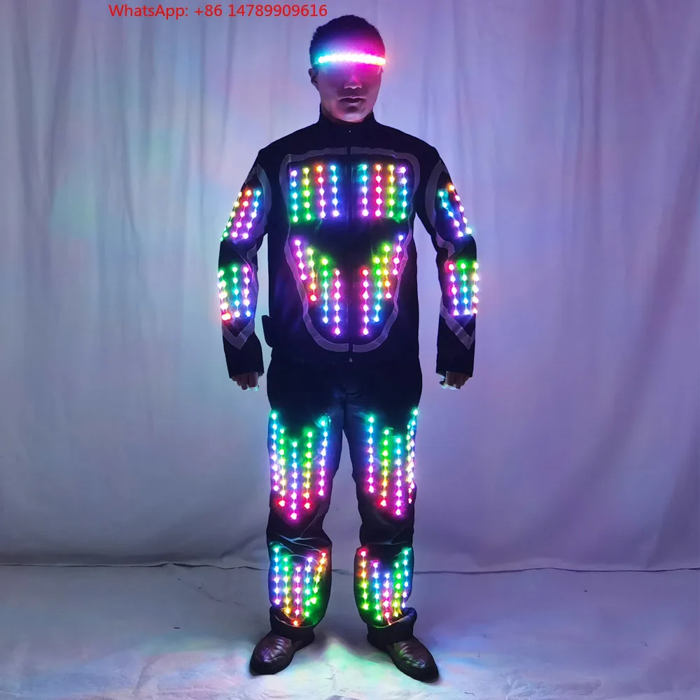 LED Luminous Robot CostumeFull-Color LED Luminous Flashing Robot Suit Costume For Men Peorce Dance Wear For Night Clubs Party
LED Luminous Robot CostumeFull-Color LED Luminous Flashing Robot Suit Costume For Men Peorce Dance Wear For Night Clubs Party