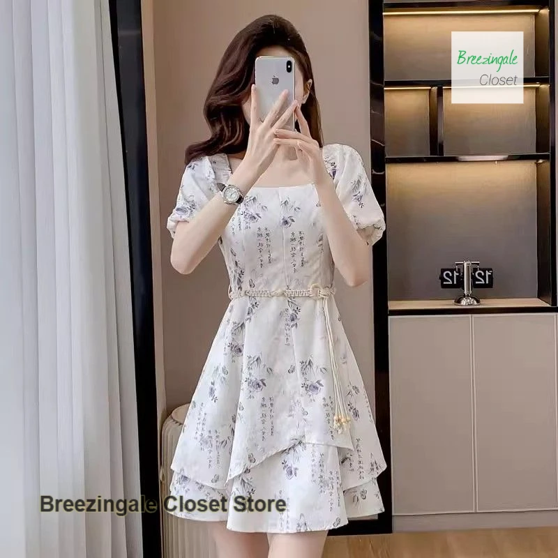 Summer new ink-and-wash square collar dress female new Chinese casual bubble short-sleeved fairy skirt retro waist A-line skirt
Summer new ink-and-wash square collar dress female new Chinese casual bubble short-sleeved fairy skirt retro waist A-line skirt
