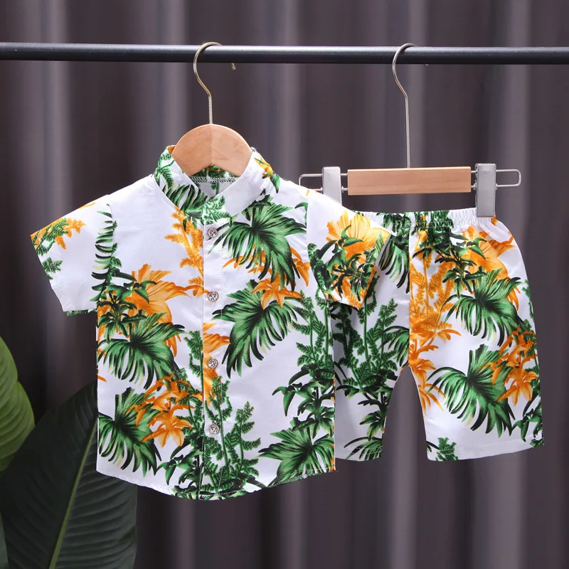 Children's Summer Clothing Set Kids Short Sleeve Stand Collar Tropical Floral Shirt + Shorts Boys Casual Beach Vacation Clothes
Children's Summer Clothing Set Kids Short Sleeve Stand Collar Tropical Floral Shirt + Shorts Boys Casual Beach Vacation Clothes