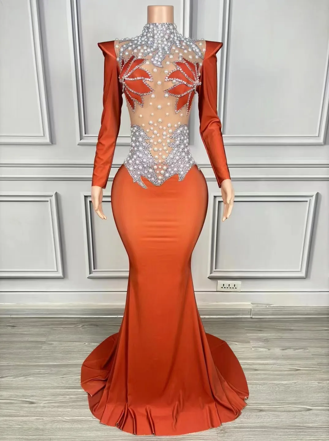 Sparkly Pearls Rhinestones Party Dresses Women'S Flying Shoulder Celebrate Dress Performance Gown Stage Catwalk Costume
Sparkly Pearls Rhinestones Party Dresses Women'S Flying Shoulder Celebrate Dress Performance Gown Stage Catwalk Costume