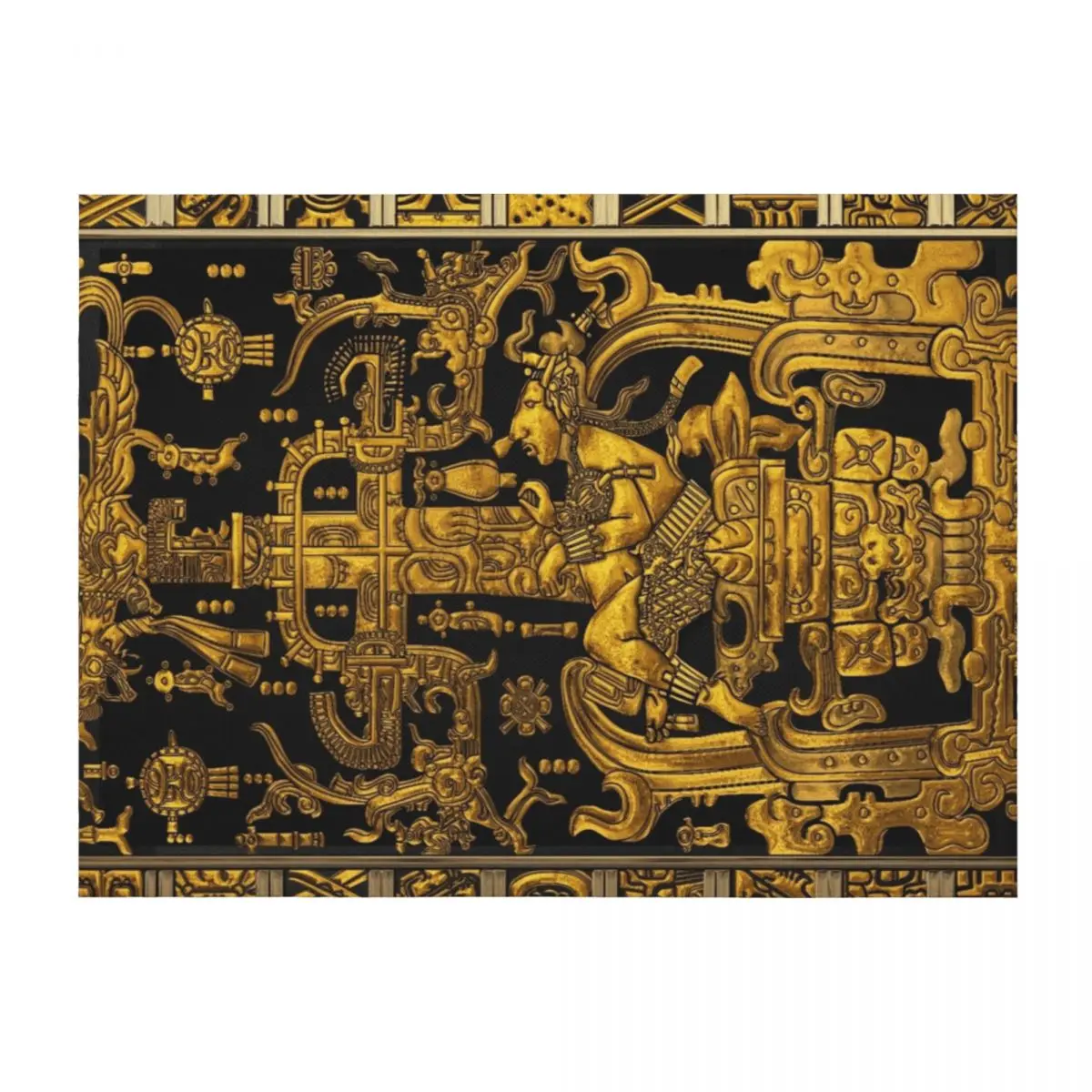 Lid of The Great Tomb of Pakal - Gold Palenque Astronaut over Black Throw Blanket Nap Bed covers Thins Blankets
Lid of The Great Tomb of Pakal - Gold Palenque Astronaut over Black Throw Blanket Nap Bed covers Thins Blankets