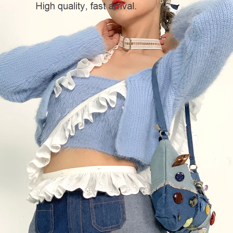 Store Girl MOF Light Blue/Black Removable Lace Trim Plush Knitted Cardigan Suit plaid vest
Store Girl MOF Light Blue/Black Removable Lace Trim Plush Knitted Cardigan Suit plaid vest