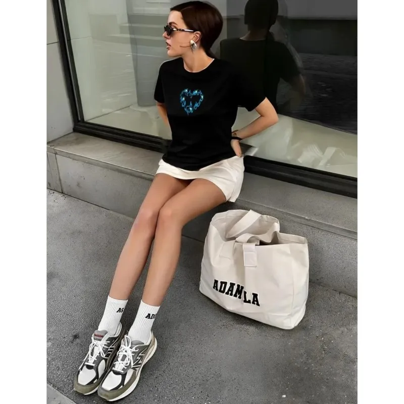 Woman's T-shirt 2026 Spring Summer Pure Cotton Short Sleeved Print Glitter Street Aesthetic Tops For Women
Woman's T-shirt 2026 Spring Summer Pure Cotton Short Sleeved Print Glitter Street Aesthetic Tops For Women