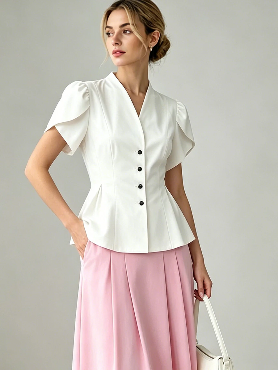 LIMO V Neck Flutter Sleeve Button Peplum Blouse Slim Waist Women Elegant Office Casual Work Shirt
LIMO V Neck Flutter Sleeve Button Peplum Blouse Slim Waist Women Elegant Office Casual Work Shirt