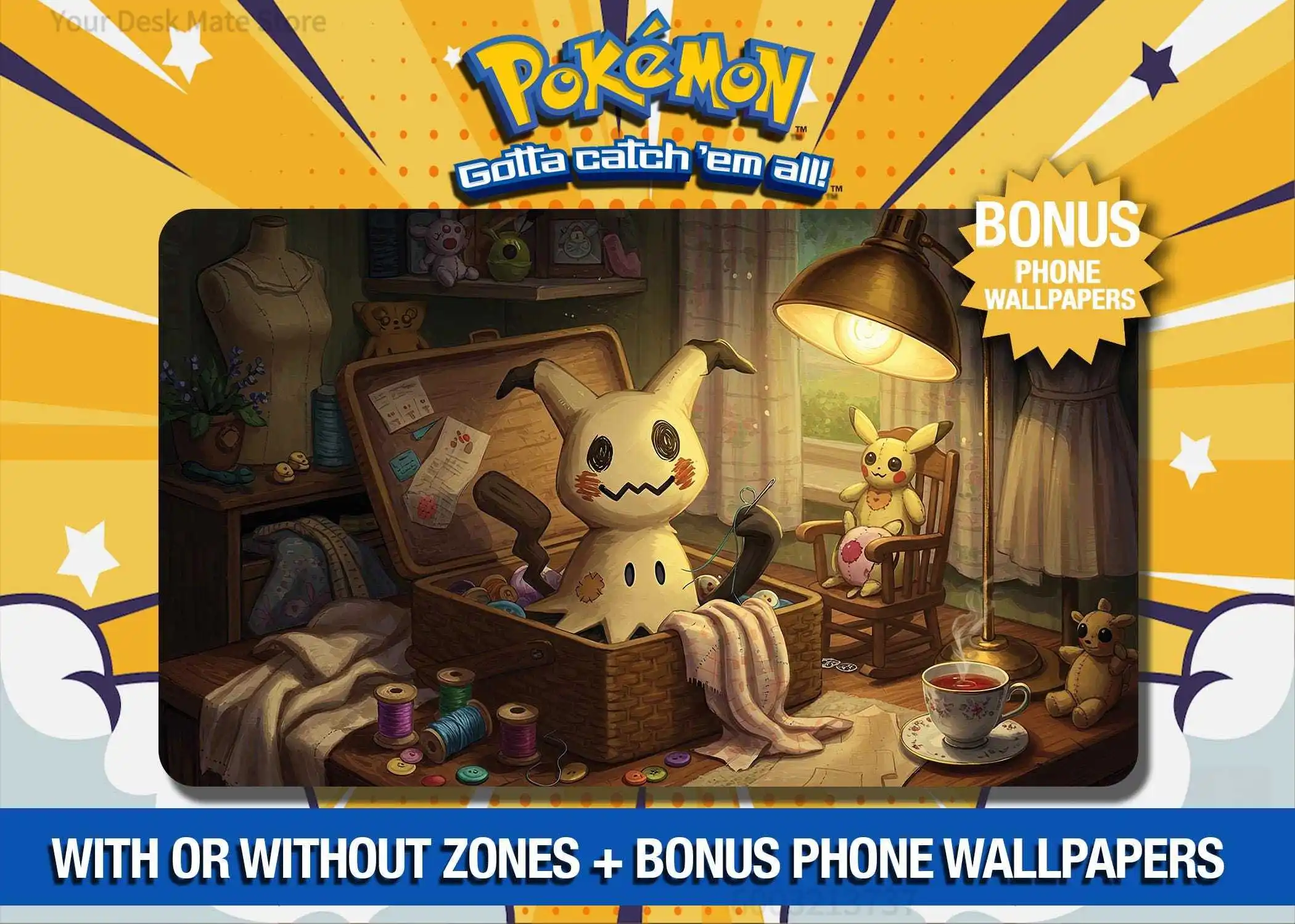 Vintage Room Mimikyu Pokemon TCG Playmat, Non‑Slip Large Desk Mat, Waterproof Cute Anime Gaming Keyboard Pad
Vintage Room Mimikyu Pokemon TCG Playmat, Non‑Slip Large Desk Mat, Waterproof Cute Anime Gaming Keyboard Pad