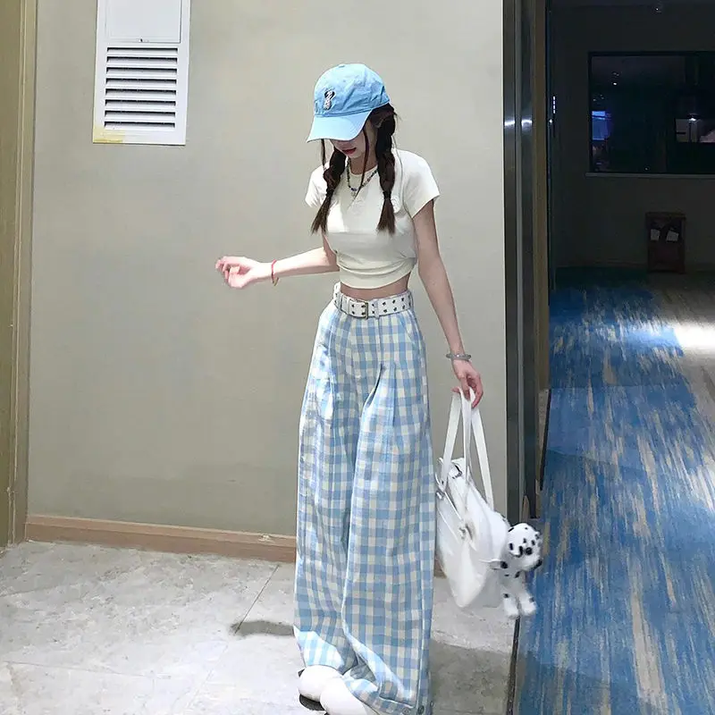 Blue White Plaid Cute Loose Wide Leg Straight Long Pant Women's Pants 2024 Plus Size Oversized 4XL korean woman cloth summer y2k
Blue White Plaid Cute Loose Wide Leg Straight Long Pant Women's Pants 2024 Plus Size Oversized 4XL korean woman cloth summer y2k