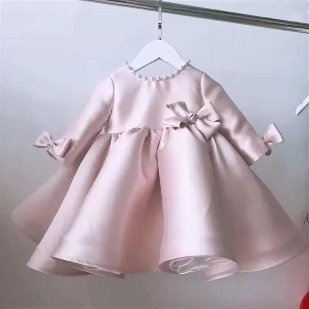 Vintage Flower Girl Wedding Dress Princess Satin Pearl Vestido Pageant Birthday Party Dress Long Sleeve Bow Toddler Costumes
Vintage Flower Girl Wedding Dress Princess Satin Pearl Vestido Pageant Birthday Party Dress Long Sleeve Bow Toddler Costumes