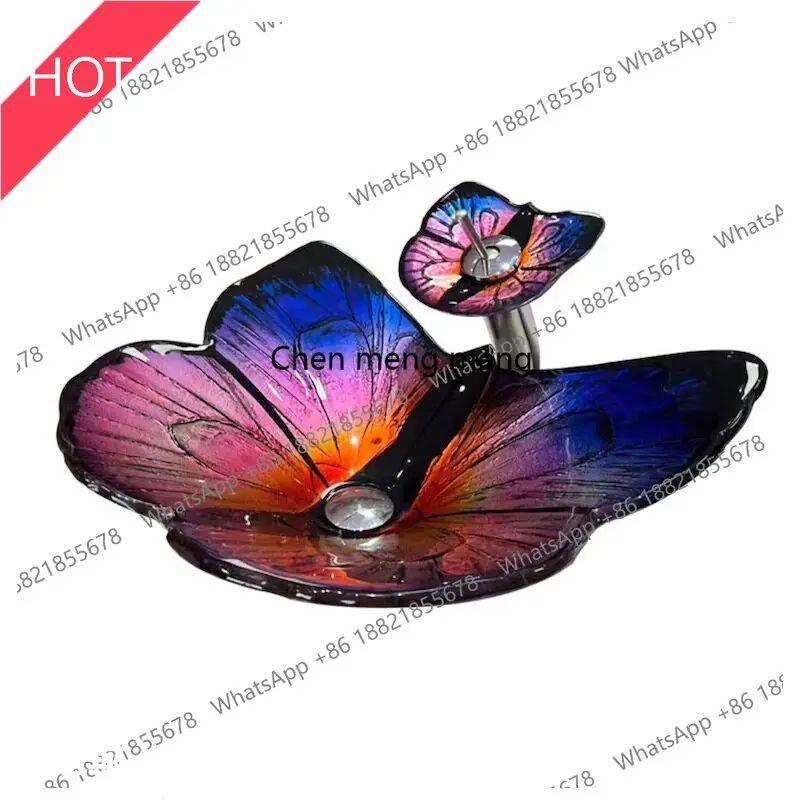 03A Tempered glass niche design blue butterfly stage basin art hand wash bonsai basin
03A Tempered glass niche design blue butterfly stage basin art hand wash bonsai basin