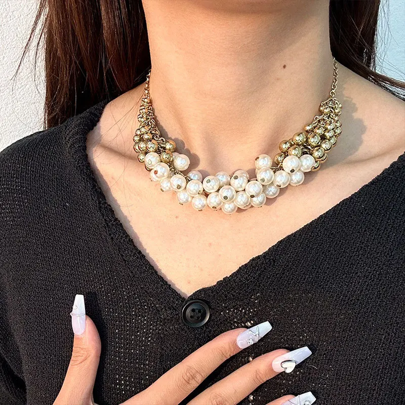 Fashion Handmade Pearl Grape String Bead Necklace for Women Elegant Brides Collar Chain Choker Daily Jewelry Gifts
Fashion Handmade Pearl Grape String Bead Necklace for Women Elegant Brides Collar Chain Choker Daily Jewelry Gifts