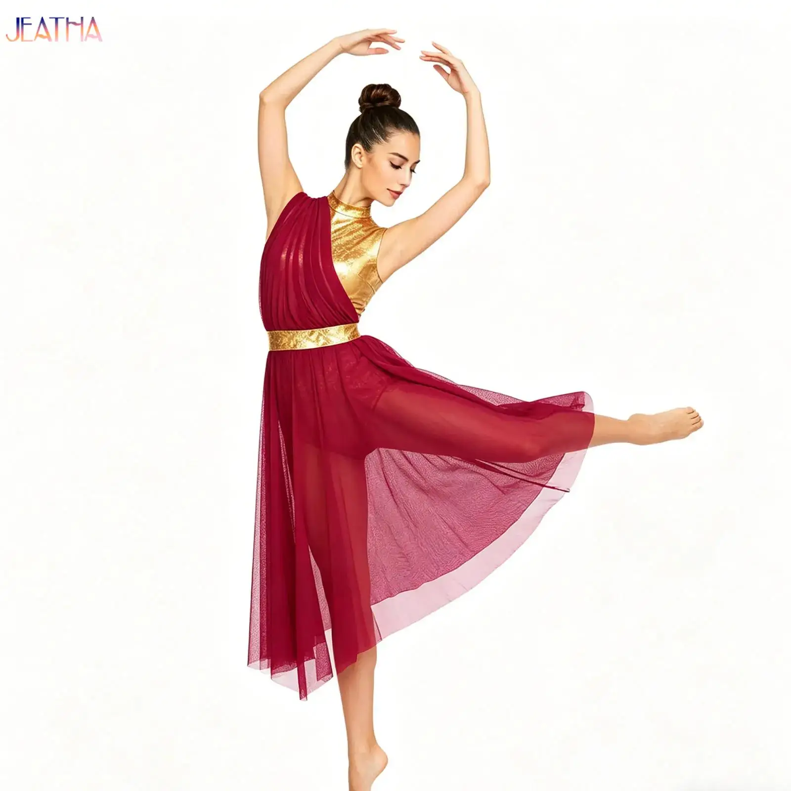 Women Praise Liturgical Worship Dress Choir Stage Performance Costume Lyrical Contemporary Modern Dance Mesh Hem Leotard Dress
Women Praise Liturgical Worship Dress Choir Stage Performance Costume Lyrical Contemporary Modern Dance Mesh Hem Leotard Dress
