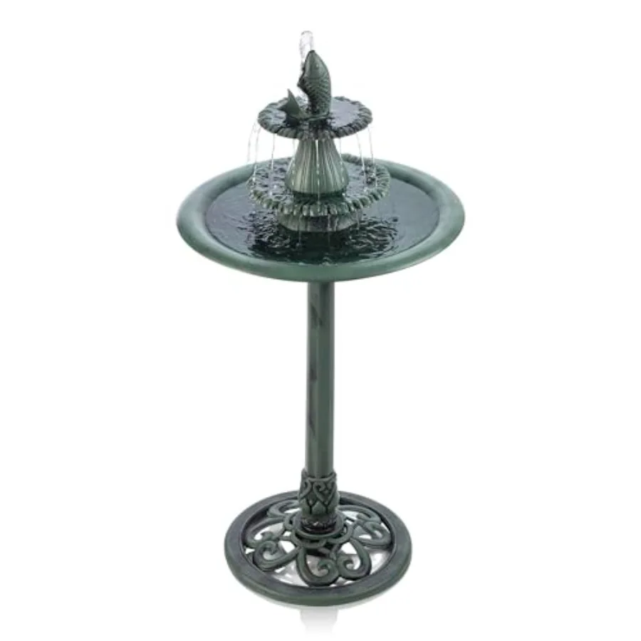 40" Tall Outdoor 3 Tier Pedestal Water Fountain with Vintage Birdbath Accent, Garden Decor, Green
40" Tall Outdoor 3 Tier Pedestal Water Fountain with Vintage Birdbath Accent, Garden Decor, Green