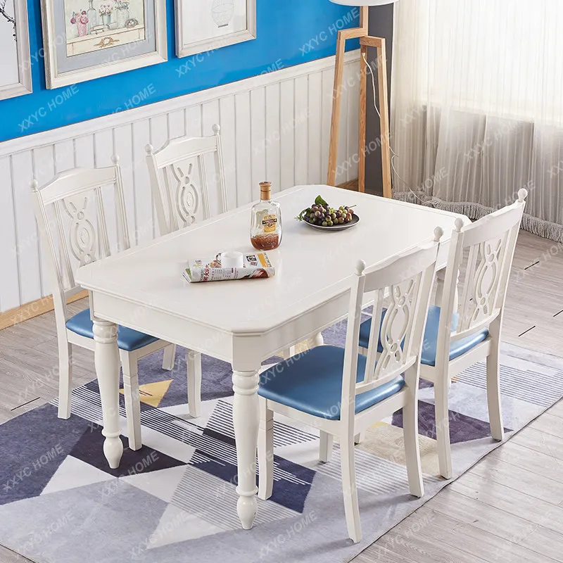 Solid wood modern simple white dining table and chair combination rectangular fashion dining table dining table
Solid wood modern simple white dining table and chair combination rectangular fashion dining table dining table