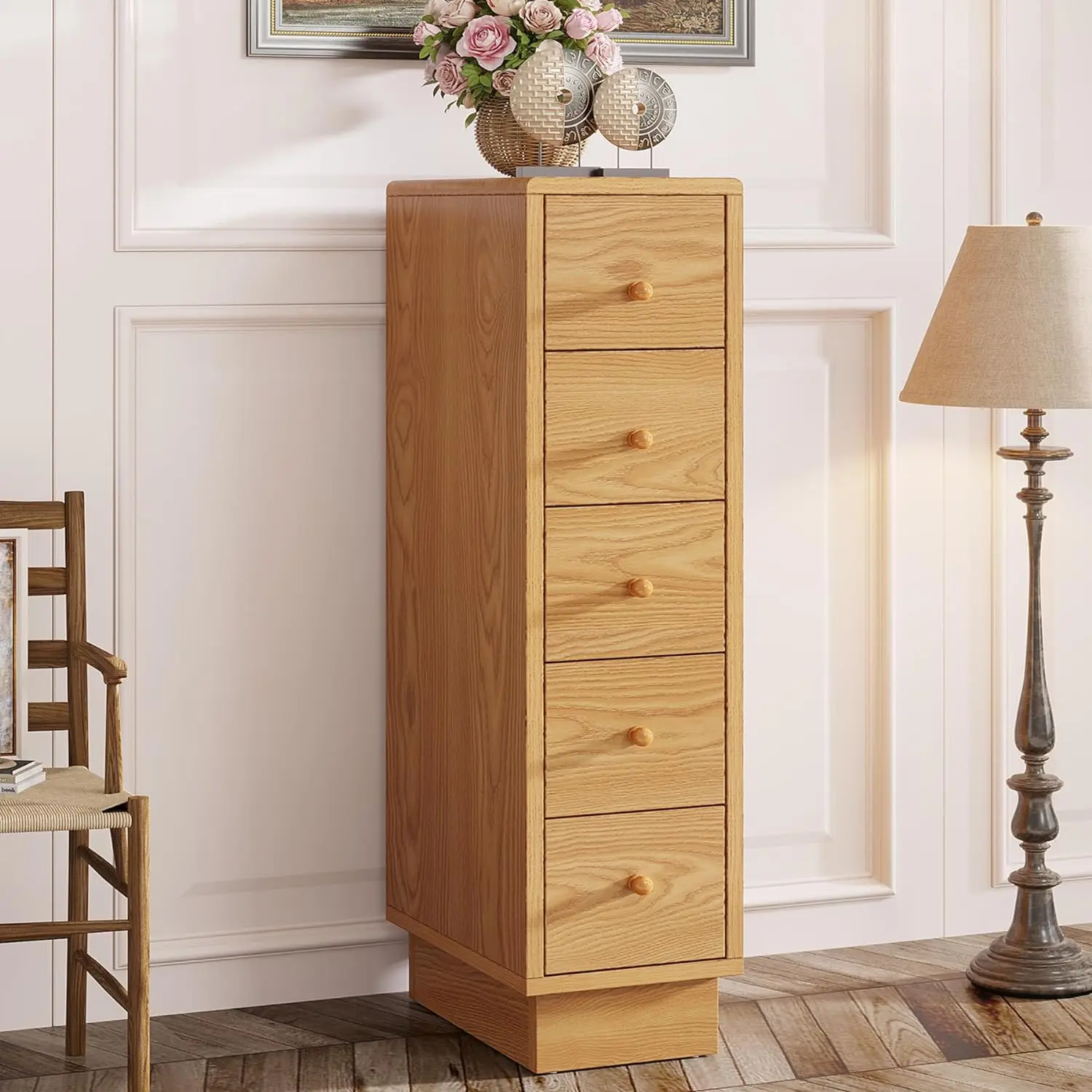 5-Drawer Dresser, Wood Narrow Dresser for Bedroom, Tall Skinny Chest of Drawers, Slim Storage Organizer Lingerie Chest, Oak
5-Drawer Dresser, Wood Narrow Dresser for Bedroom, Tall Skinny Chest of Drawers, Slim Storage Organizer Lingerie Chest, Oak