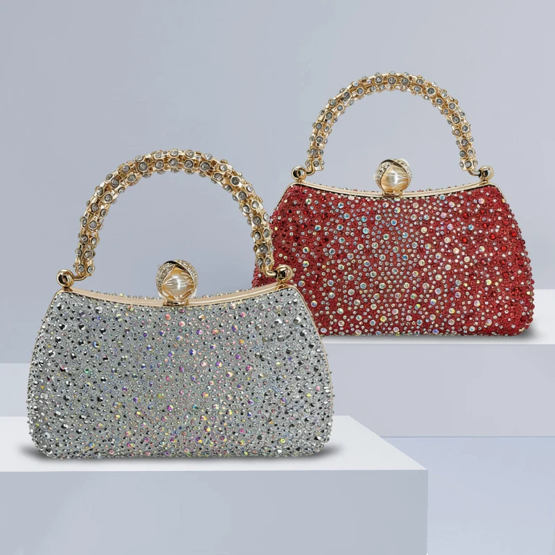 Diamond-embellished evening clutch, evening handbag, colorful diamond and pearl handbag, ladies' party dress wrist bag
Diamond-embellished evening clutch, evening handbag, colorful diamond and pearl handbag, ladies' party dress wrist bag