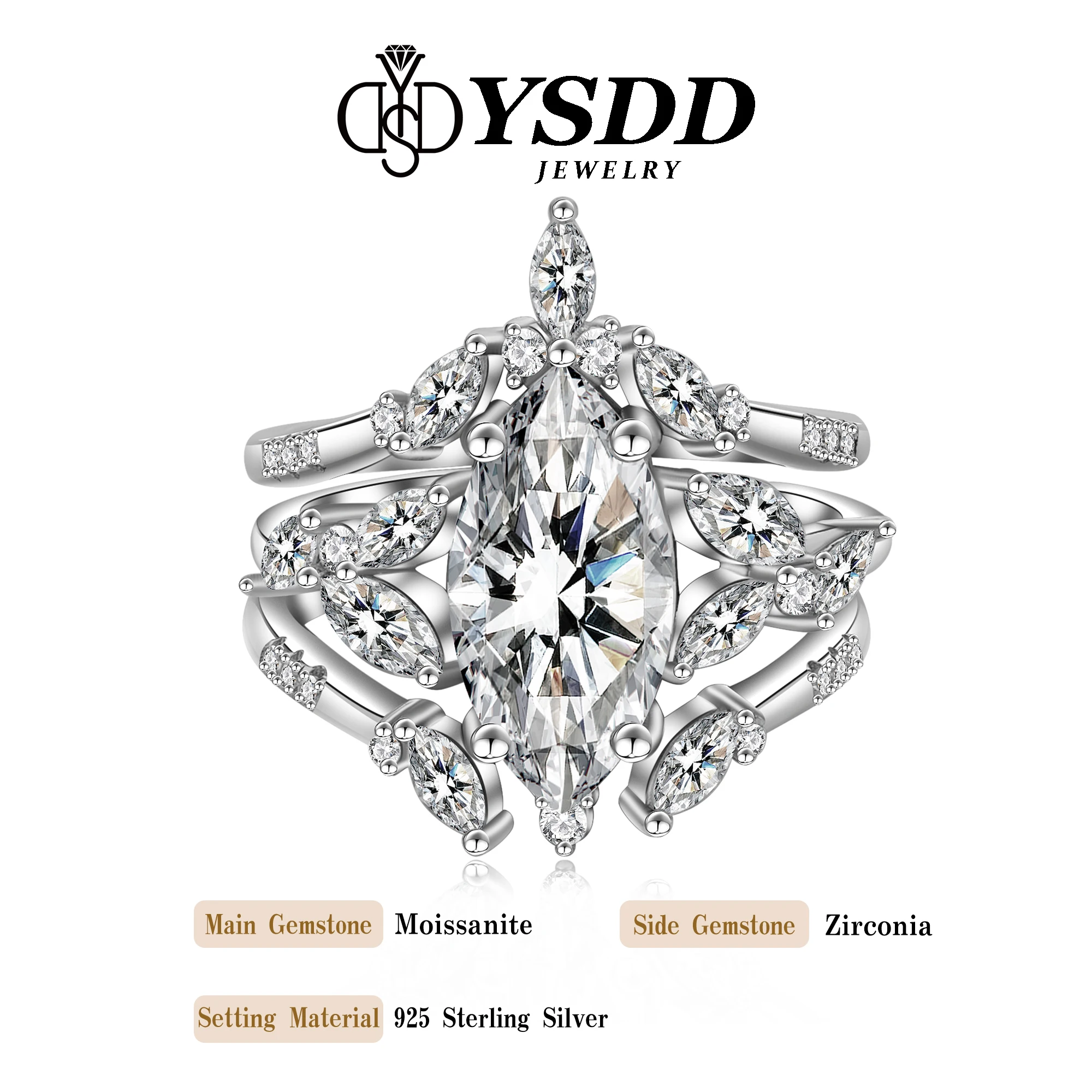 #344 YSDD 925 Sterling Silver 3 Carat Marquise Cut Moissanite Diamond Engagement Ring for Women with Certificate
#344 YSDD 925 Sterling Silver 3 Carat Marquise Cut Moissanite Diamond Engagement Ring for Women with Certificate