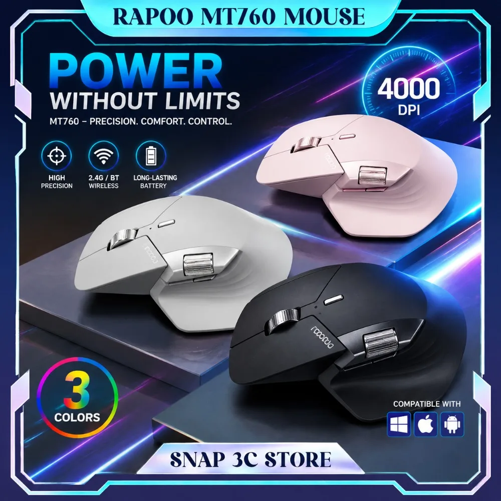 Rapoo MT760 Ergonomic Wireless Mouse Dual Mode Bluetooth 2 4G Multi Device Mice for Laptop PC Desktop Computer Business Office
Rapoo MT760 Ergonomic Wireless Mouse Dual Mode Bluetooth 2 4G Multi Device Mice for Laptop PC Desktop Computer Business Office