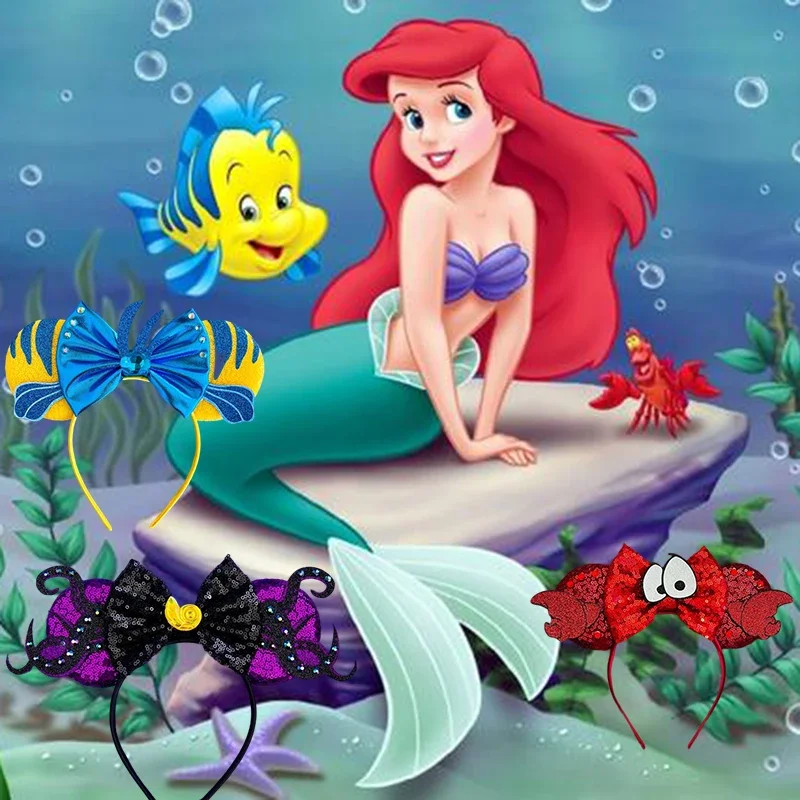 Disney The Little Mermaid Ears Hairband Women Cute Flounder Sequins Bow Headbands Girl Sebastian Headwear Kid Cosplay Party Gift
Disney The Little Mermaid Ears Hairband Women Cute Flounder Sequins Bow Headbands Girl Sebastian Headwear Kid Cosplay Party Gift