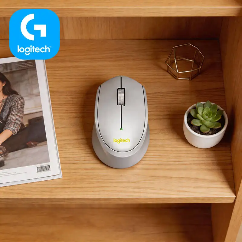 Logitech M330 Silent Plus Wireless Mouse 2.4GHz USB Receiver Ergonomic Shape Comfortable Quick for Desktop Office Laptop Desk