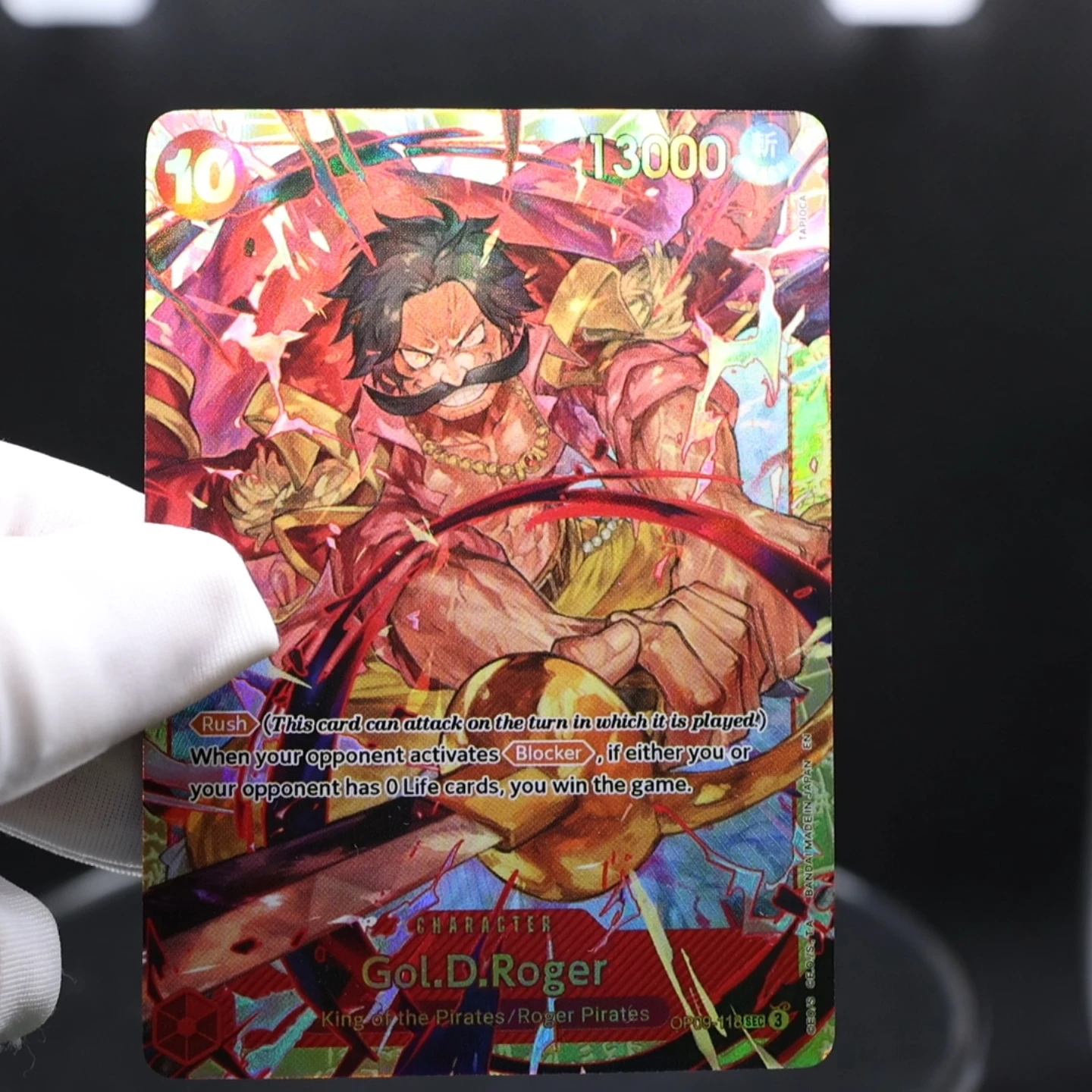 Набор из 4 карт OPCG: Английская версия OP09-118 Gol.D.Roger Secret SEC Card 10 Cost Roger, текстурированная фольгированная карта, коллекционные аниме-карты One Piece TCG
Набор из 4 карт OPCG: Английская версия OP09-118 Gol.D.Roger Secret SEC Card 10 Cost Roger, текстурированная фольгированная карта, коллекционные аниме-карты One Piece TCG