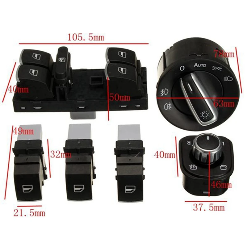 KG1-j6Pcs Window Mirror Headlight Switch Set 5ND 959 565A 5ND 959 857 5ND941431B for VW Golf MK5 6 Jetta MK5 Passat B6
KG1-j6Pcs Window Mirror Headlight Switch Set 5ND 959 565A 5ND 959 857 5ND941431B for VW Golf MK5 6 Jetta MK5 Passat B6