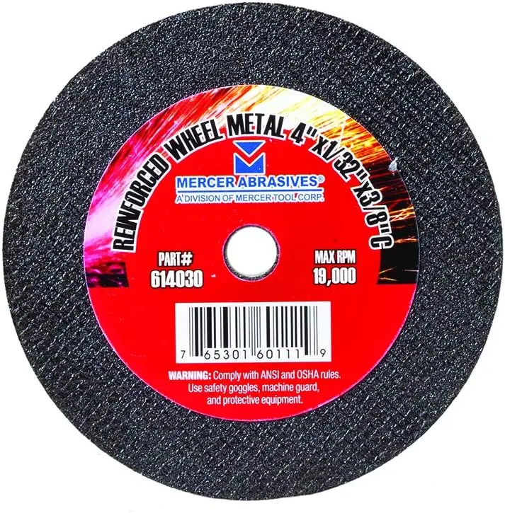Mercer Industries 614030 - 4" x 1/32" x 3/8" Cut-Off Wheels for Metal (100 pack)
Mercer Industries 614030 - 4" x 1/32" x 3/8" Cut-Off Wheels for Metal (100 pack)