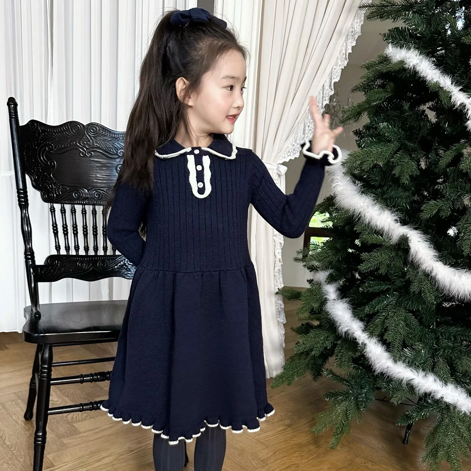 2025 Knitted Princess Dresses for Baby Girls Cute French Retro College Navy Blue Cashmere Sweater Dress Toddler Clothes Vestidos
2025 Knitted Princess Dresses for Baby Girls Cute French Retro College Navy Blue Cashmere Sweater Dress Toddler Clothes Vestidos