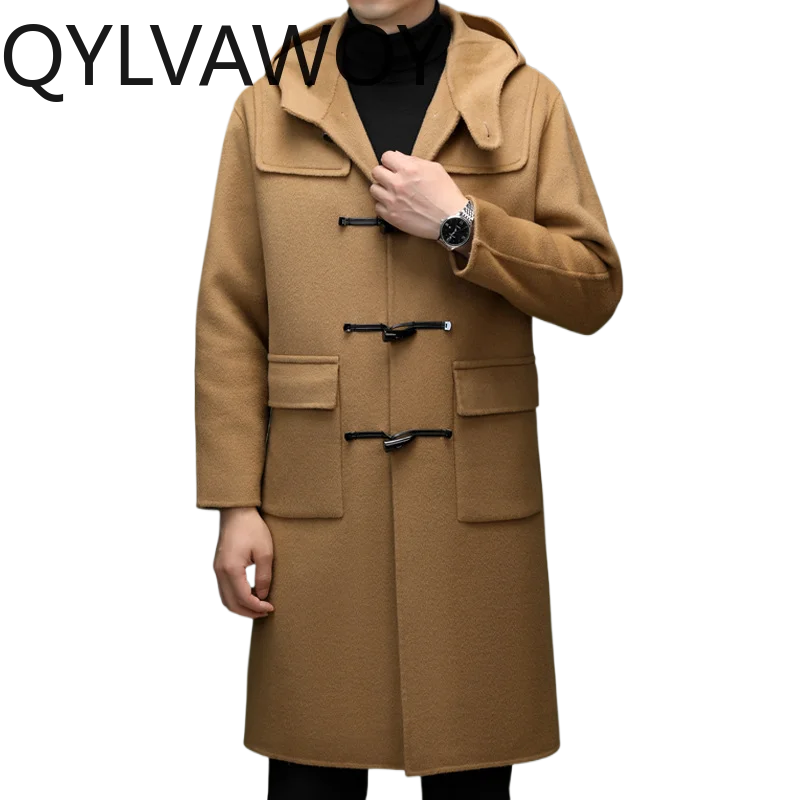 QYLVAWOY 100% Pure Wool Coat Hooded Korean Coat Men Horn Button High Quality Jackets Long Coats for Men Clothing Fashion Пальто
QYLVAWOY 100% Pure Wool Coat Hooded Korean Coat Men Horn Button High Quality Jackets Long Coats for Men Clothing Fashion Пальто