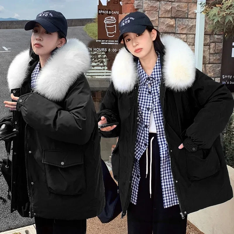 Women's Large fur collar Jacket 2025 Winter New Down Cotton Thick Hooded Coat Female Warm Parka Overcoat Casual Student Jackets
Women's Large fur collar Jacket 2025 Winter New Down Cotton Thick Hooded Coat Female Warm Parka Overcoat Casual Student Jackets
