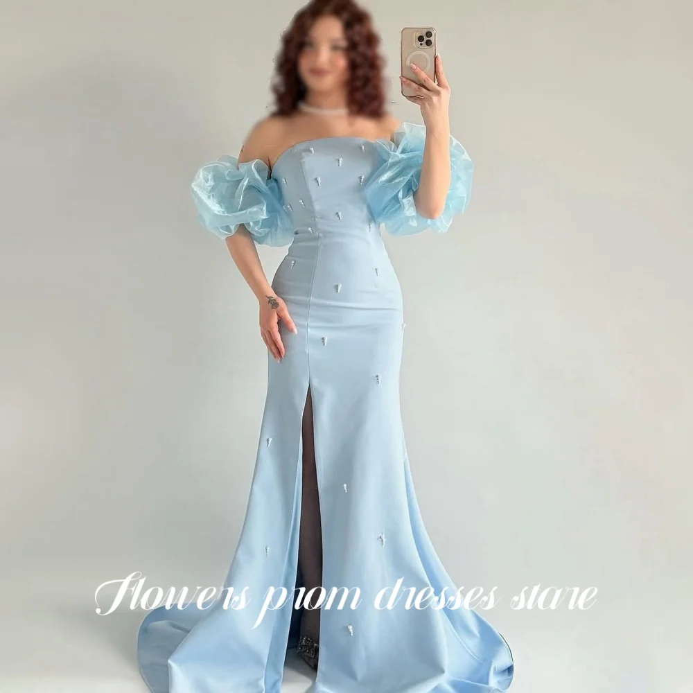 Flowers Blue Mermaid Party Dress Off the Shoulder Evening Dress Pleats Celebrity Dress for Women vestidos de novia Customized
Flowers Blue Mermaid Party Dress Off the Shoulder Evening Dress Pleats Celebrity Dress for Women vestidos de novia Customized