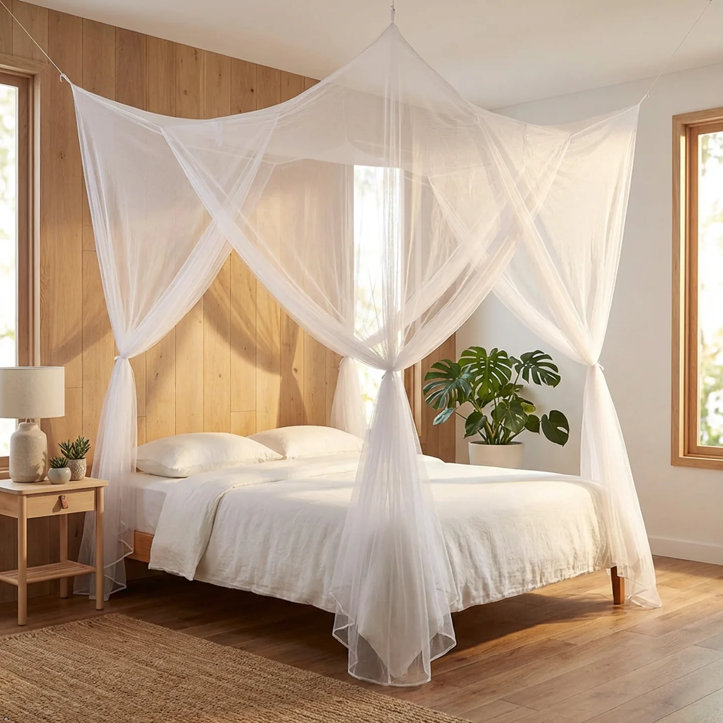 Bed Canopy Mosquito Net, 4 Door Square Polyester Netting, Fit Twin Full Queen King Size Beds, White Bed Curtains
Bed Canopy Mosquito Net, 4 Door Square Polyester Netting, Fit Twin Full Queen King Size Beds, White Bed Curtains