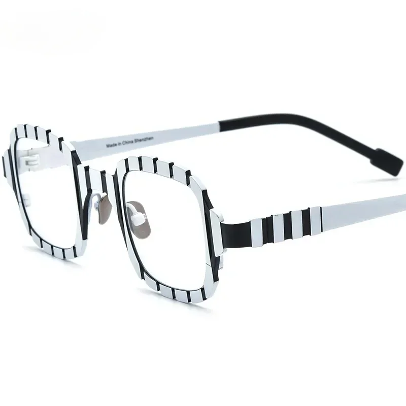 Ultra Light Pure Titanium Square Personality Frame Color Stripes Men and Women Fashion Myopia Anti-blue Prescription Glasses
Ultra Light Pure Titanium Square Personality Frame Color Stripes Men and Women Fashion Myopia Anti-blue Prescription Glasses