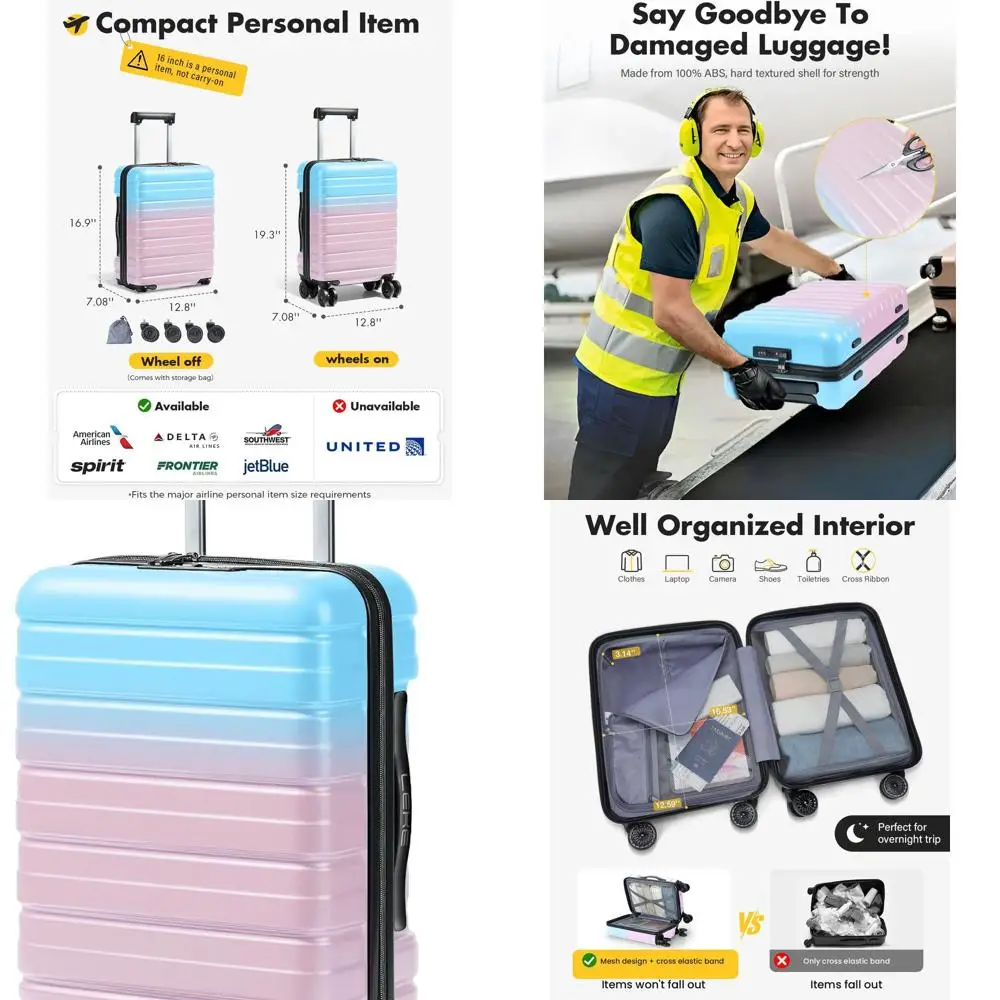 16, легкий чемодан-спиннер с твердым корпусом, замок TSA, одобренный авиакомпанией, сладкий розовый цвет, ручная кладь
16, легкий чемодан-спиннер с твердым корпусом, замок TSA, одобренный авиакомпанией, сладкий розовый цвет, ручная кладь