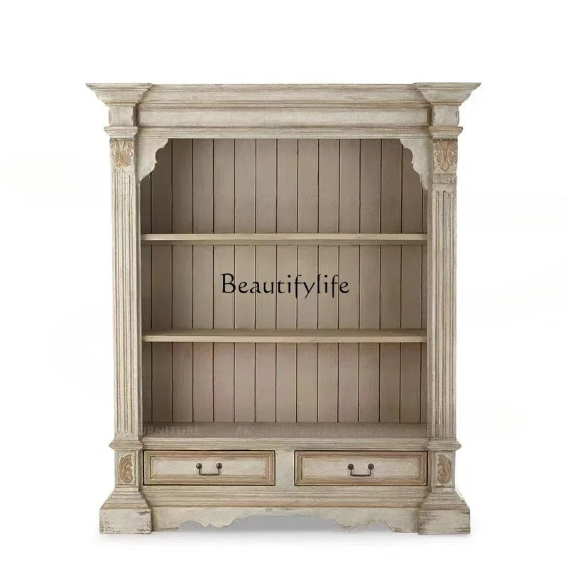 ls 42American country retro old study bookcase solid wood carving flower living room dining side cabinet
ls 42American country retro old study bookcase solid wood carving flower living room dining side cabinet
