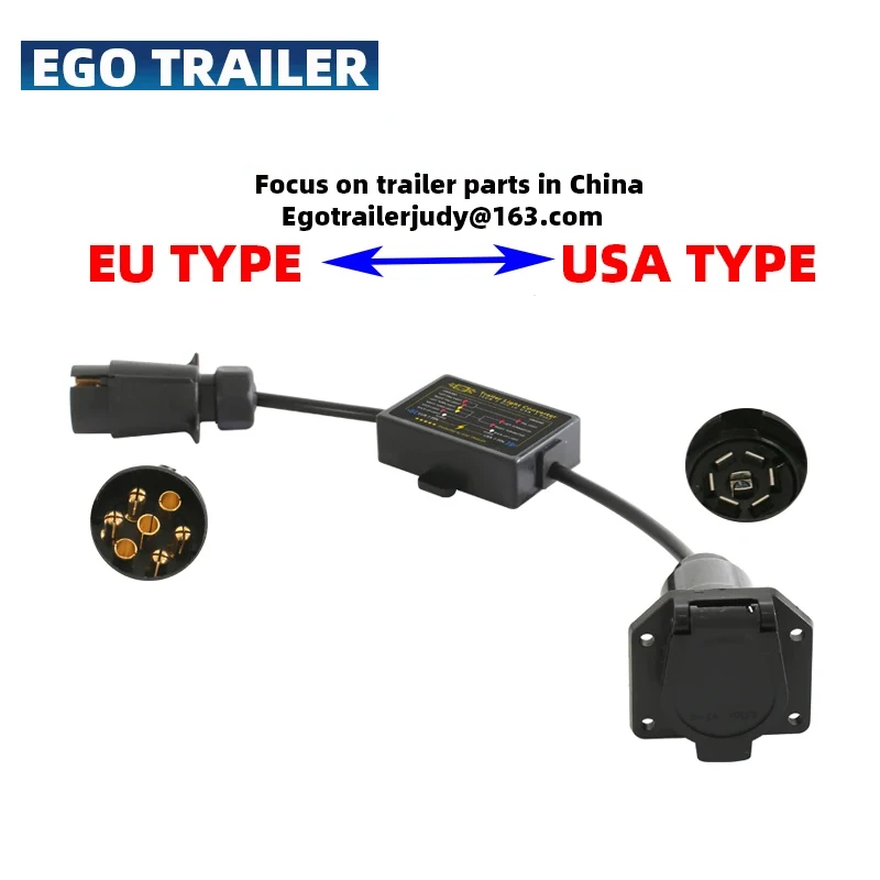 Trailer Connector Light Cable Converter Adapter European 7-Pin to American 7-Pin Way Plug
Trailer Connector Light Cable Converter Adapter European 7-Pin to American 7-Pin Way Plug