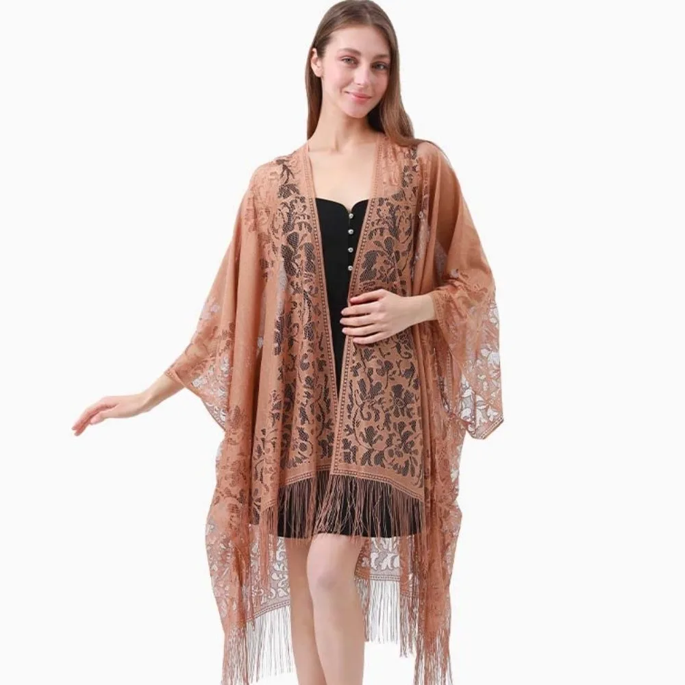 Breathable Lace Hollow Flower Shawl Sunscreen Long Sunshade Thin Large Scarf with Tassel Polyester Seaside Vacation Cloak Girls
Breathable Lace Hollow Flower Shawl Sunscreen Long Sunshade Thin Large Scarf with Tassel Polyester Seaside Vacation Cloak Girls