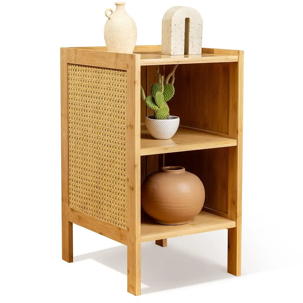 3 Tier Rattan Nightstand- Boho Side Table- Boho Nightstand With Solid Wood Leg Plastic Rattan End Table For Small Spaces-
3 Tier Rattan Nightstand- Boho Side Table- Boho Nightstand With Solid Wood Leg Plastic Rattan End Table For Small Spaces-