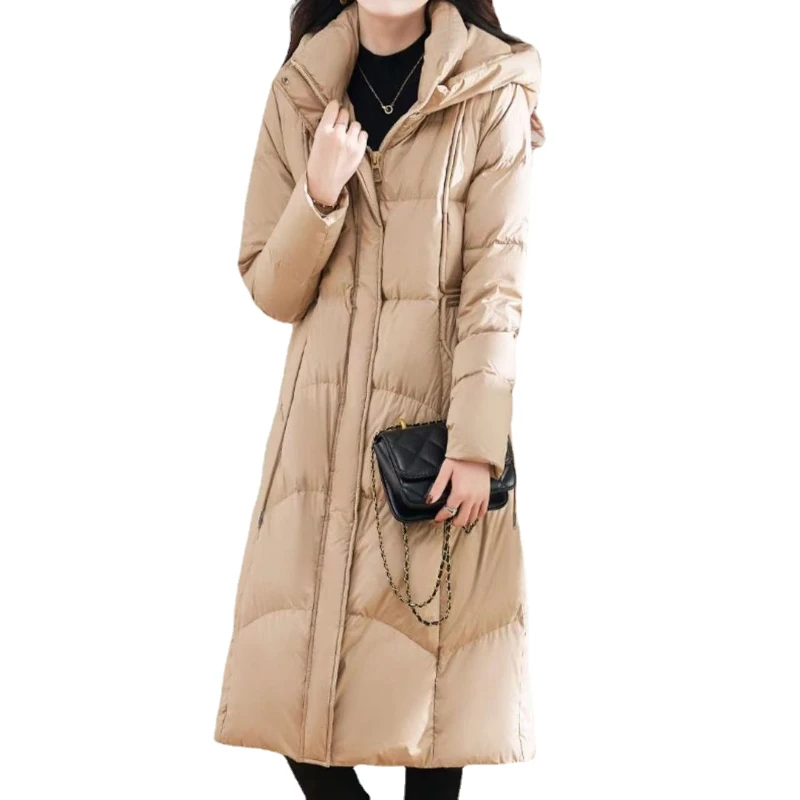Women's Winter Thickened White Duck Down Hoodie Black Khaki Warm Down Jacket High-quality Long Fashionable Coat
Women's Winter Thickened White Duck Down Hoodie Black Khaki Warm Down Jacket High-quality Long Fashionable Coat