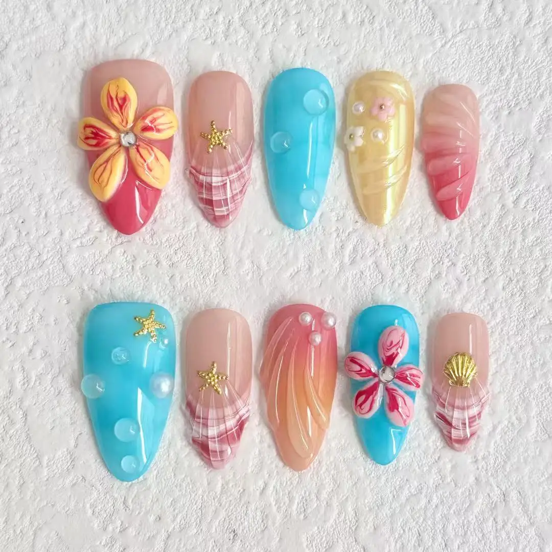 New 3D Handmade Fake Nails Flower Series Nail Art Shell Inlaid with Almond Length Mandarin Duck Series Press on Nails
New 3D Handmade Fake Nails Flower Series Nail Art Shell Inlaid with Almond Length Mandarin Duck Series Press on Nails