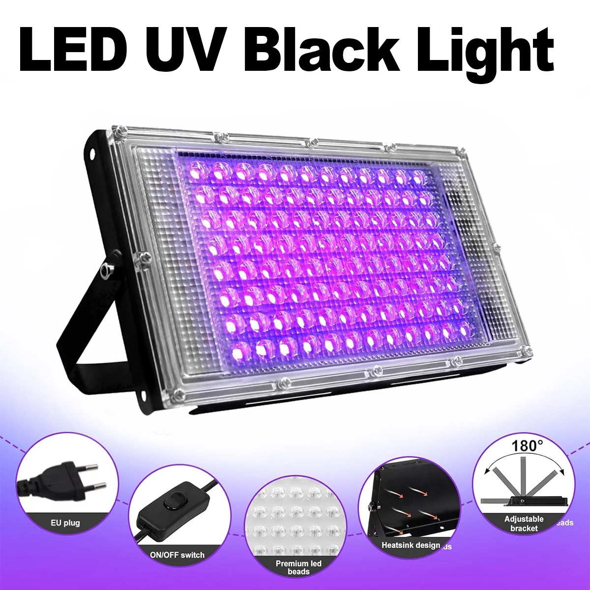 LED Ультрафиолетовый прожектор 50w 100w 395 нм стерилизатор стерилизация наружная 220v ультрафиолетовая лампа
LED Ультрафиолетовый прожектор 50w 100w 395 нм стерилизатор стерилизация наружная 220v ультрафиолетовая лампа