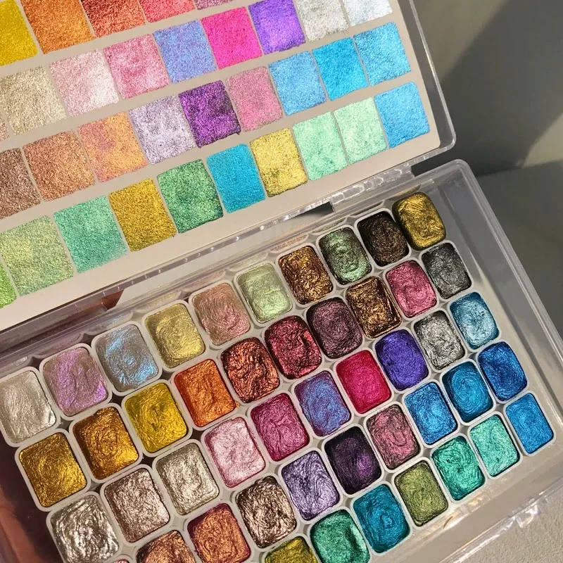 Metallic Pearlescent 50 Colors Solid Watercolor Paint Set with Portable Box Glitter Watercolor Pigments for Painting Writing
Metallic Pearlescent 50 Colors Solid Watercolor Paint Set with Portable Box Glitter Watercolor Pigments for Painting Writing