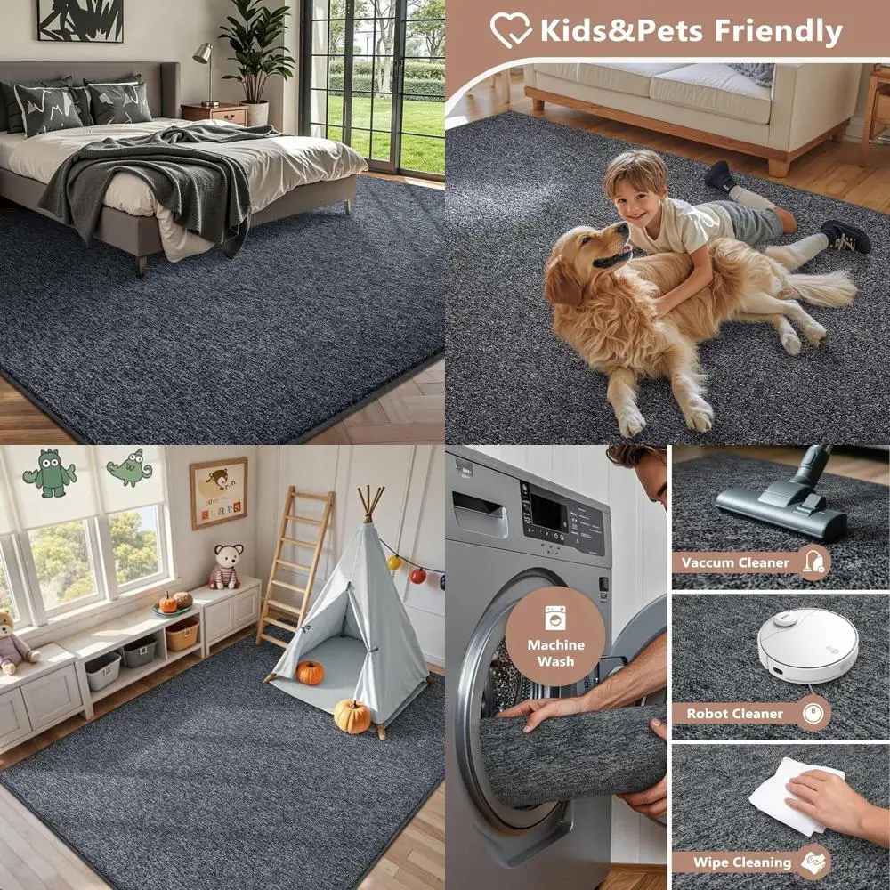 Ковер 6x9 футов, моющийся, с низким ворсом, однотонный серый, для спальни, гостиной - Нескользящий напольный ковер для домашнего декора
Ковер 6x9 футов, моющийся, с низким ворсом, однотонный серый, для спальни, гостиной - Нескользящий напольный ковер для домашнего декора