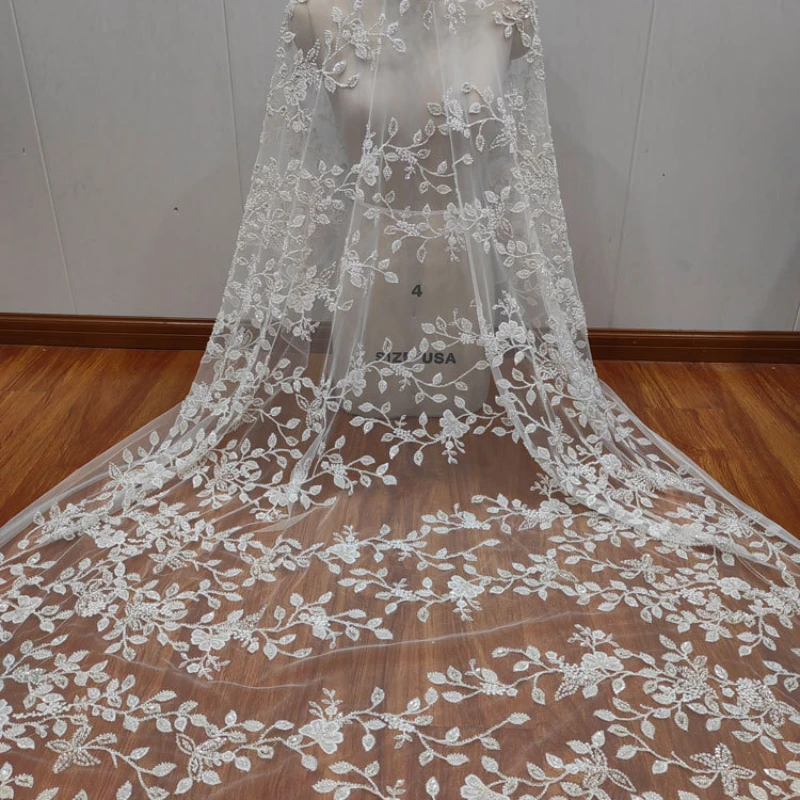 Classic High Quality Bead Embroidery Silver Sequined Lace Mesh Fabric Wedding Dress DIY Lace Fabric
Classic High Quality Bead Embroidery Silver Sequined Lace Mesh Fabric Wedding Dress DIY Lace Fabric