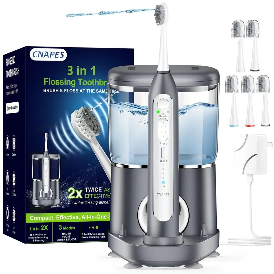 Toothbrush with Water Flosser Combo in One Sonic Flossing Toothbrushes for Teeth Cleaning, Rechargeable,Portable Cordless Water
Toothbrush with Water Flosser Combo in One Sonic Flossing Toothbrushes for Teeth Cleaning, Rechargeable,Portable Cordless Water