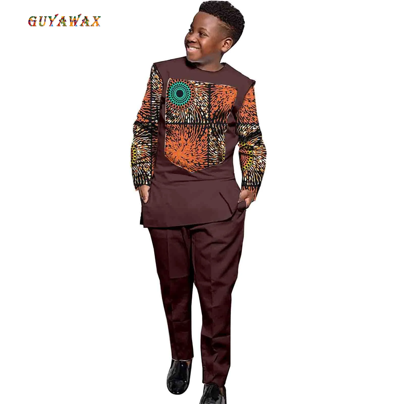 African Clothes for Kids Boys Outfits Bazin Riche Children Print Patchwork Long Sleeve Top and Pants Sets Ankara Suits Dashiki
African Clothes for Kids Boys Outfits Bazin Riche Children Print Patchwork Long Sleeve Top and Pants Sets Ankara Suits Dashiki