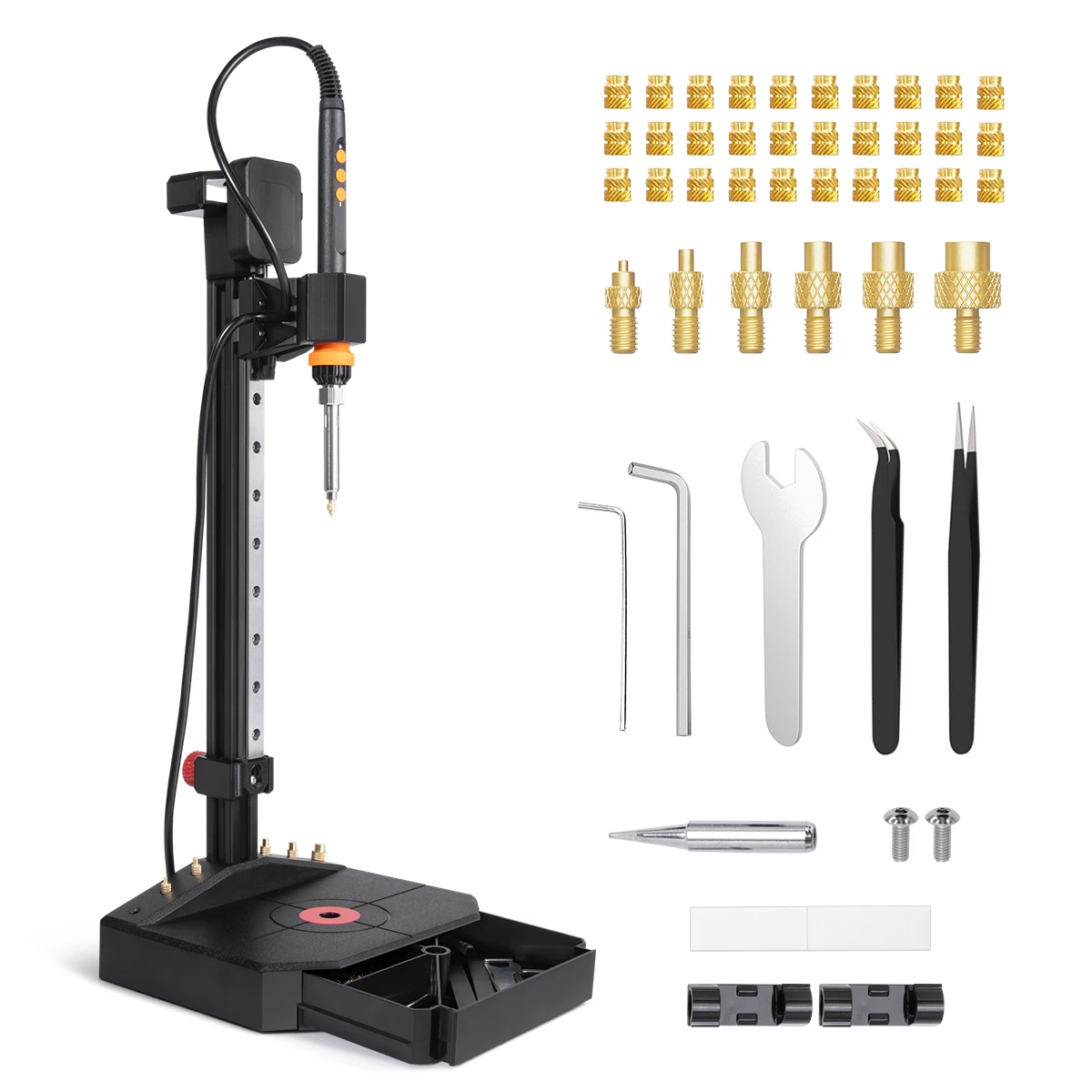 Mintion Vertical Inserter - Pro Version: Thermoset Insert Press with 90W Soldering Iron, Thermoset Tips M2-M8, 30 Brass Nut Threaded Inserts for 3D Printed Parts
Mintion Vertical Inserter - Pro Version: Thermoset Insert Press with 90W Soldering Iron, Thermoset Tips M2-M8, 30 Brass Nut Threaded Inserts for 3D Printed Parts
