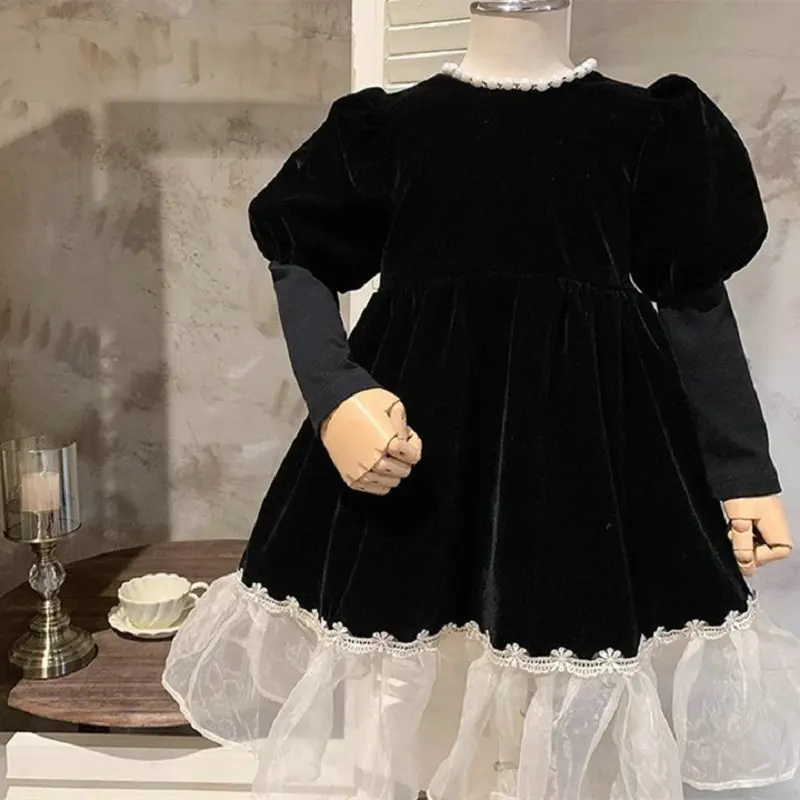 Girl's Dress Studded Fake Two Piece Lace Patchwork Dress Long Sleeves Princess Dress Autumn Winter New Party Birthday Dress
Girl's Dress Studded Fake Two Piece Lace Patchwork Dress Long Sleeves Princess Dress Autumn Winter New Party Birthday Dress